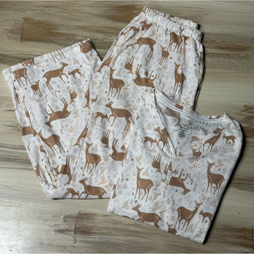 LC Lauren Conrad Long Sleeve Henley Pajama Top & Pajama Pants Sleep Set Size L